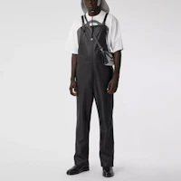 Shop Burberry SS21 Shark Fin Leather Jumpsuit Black 45682671