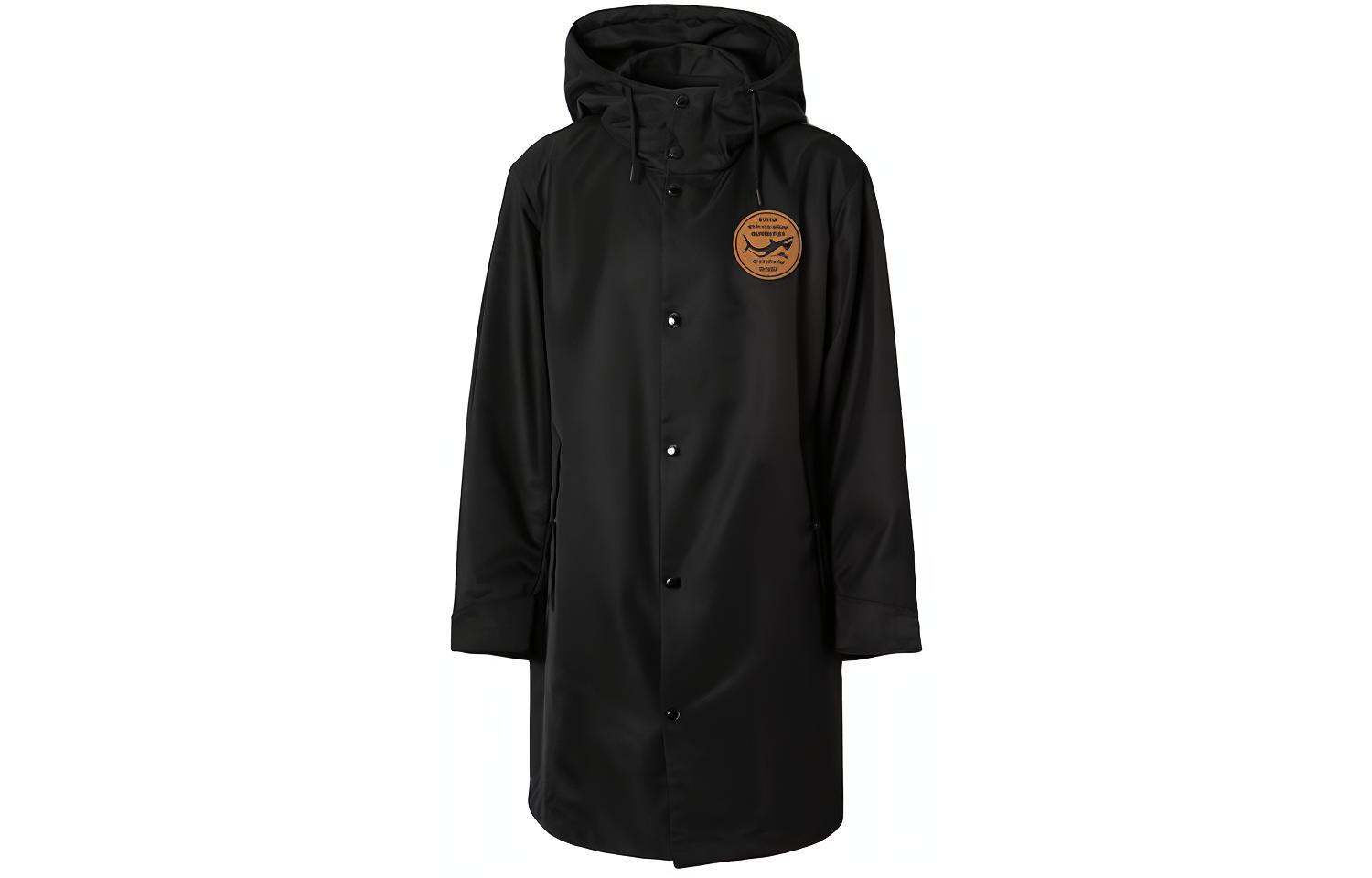 Burberry SS21 Shark Print Hooded Twill Coat Black 80406751