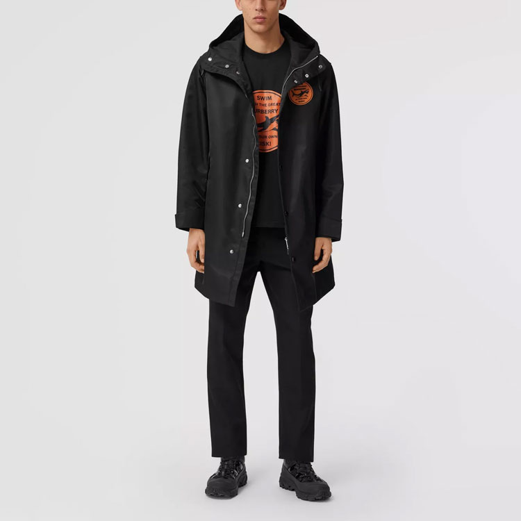 Burberry SS21 Shark Print Hooded Twill Coat Black 80406751 圖 3