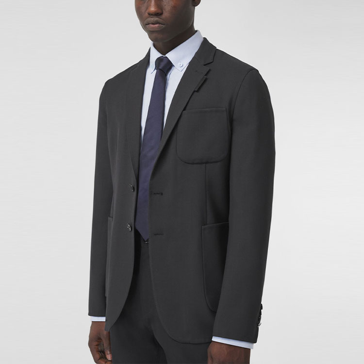 Purchase Burberry SS21 Slim-Fit Double-Faced Wool Blazer in Navy Blue. 80422951