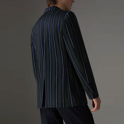 Burberry SS21 Slim-Fit Green Striped Blazer with Embroidered Badge. 80024151 Purchase Burberry SS21 Slim-Fit Green Striped Blazer with Embroidered Badge. 80024151