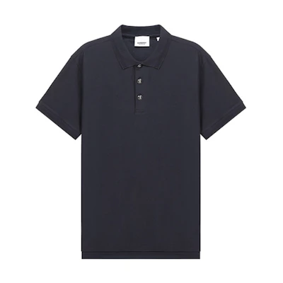 Burberry SS21 Solid Straight-Cut Casual Short-Sleeve Polo Shirt Navy Blue Men 80288741