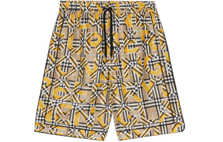Burberry SS21 Vintage Check Logo Print Twill Shorts in Light Ochre. 80391191 圖 2