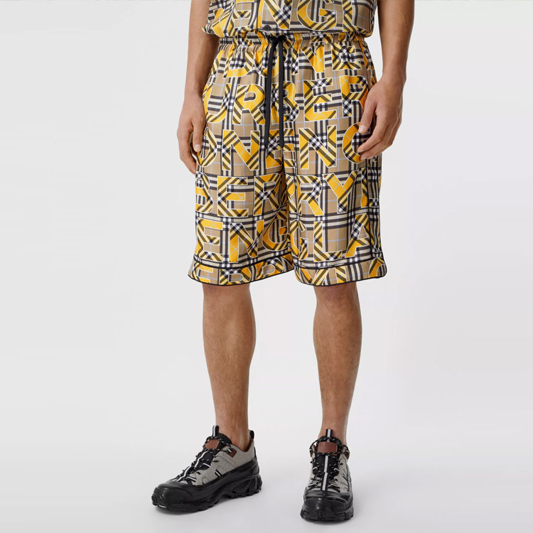 Burberry SS21 Vintage Check Logo Print Twill Shorts in Light Ochre. 80391191 圖 4