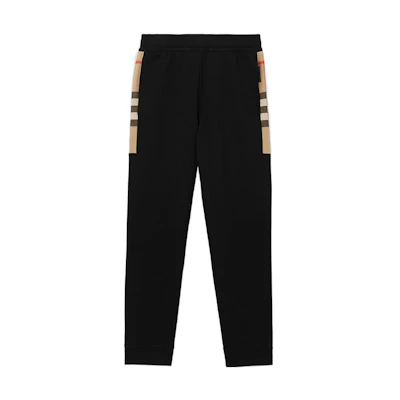 Burberry SS22 Black Jogger Pants with Side Check Cotton Knit Design. 80590661