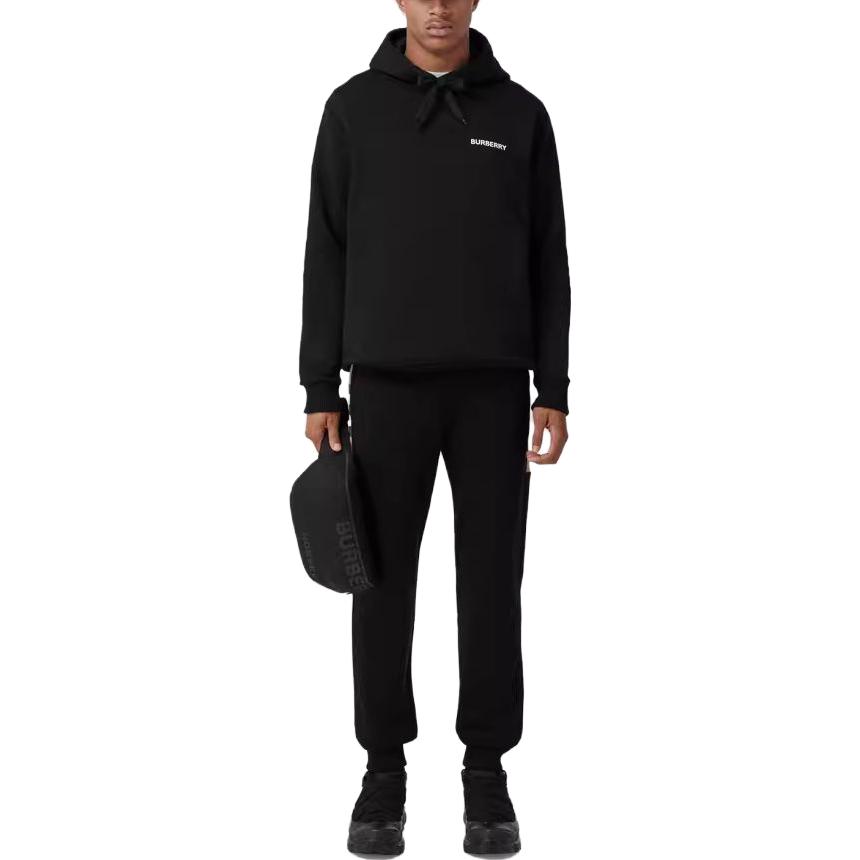 Details for Burberry SS22 Pantalones Negros Jogger con Diseño Lateral de Cuadros en Algodón. 80590661