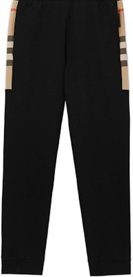 Burberry SS22 Pantalones Negros Jogger con Diseño Lateral de Cuadros en Algodón. 80590661 Sizing Burberry SS22 Pantalones Negros Jogger con Diseño Lateral de Cuadros en Algodón. 80590661