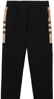 Burberry SS22 Pantalones Negros Jogger con Diseño Lateral de Cuadros en Algodón. 80590661 Cheap Burberry SS22 Pantalones Negros Jogger con Diseño Lateral de Cuadros en Algodón. 80590661