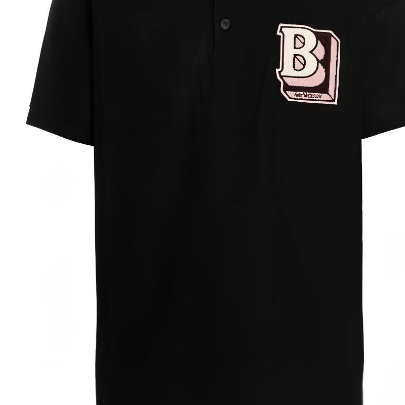 Burberry SS22  Black Letter Print Mesh Loose Fit Short Sleeve Polo Shirt 80575711 圖 8