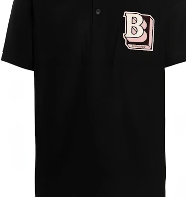 Burberry SS22 黑色字母印花網眼寬鬆短袖POLO衫 80575711 Cheap Burberry SS22 黑色字母印花網眼寬鬆短袖POLO衫 80575711