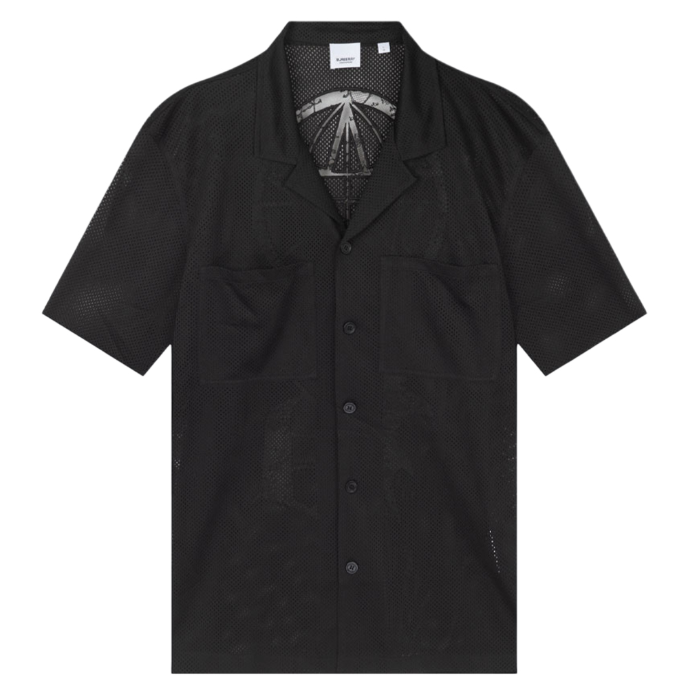 Burberry SS22  Black Mesh Pajama-Style Short Sleeve Shirt. 80673751
