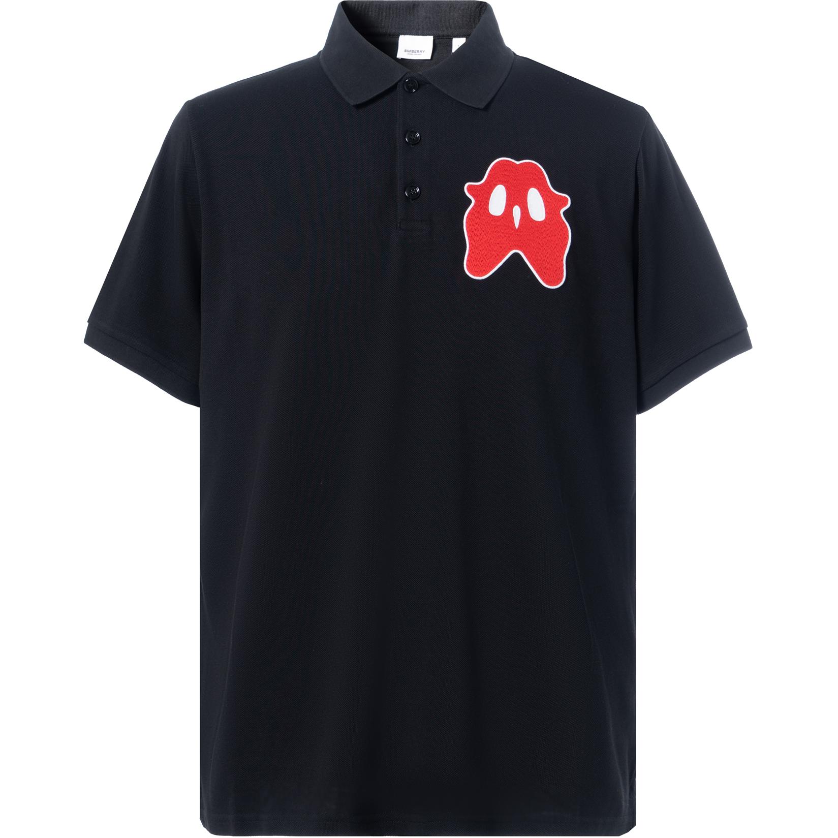 Burberry SS22  Black Monster Print Short Sleeve Polo Shirt. 80519851