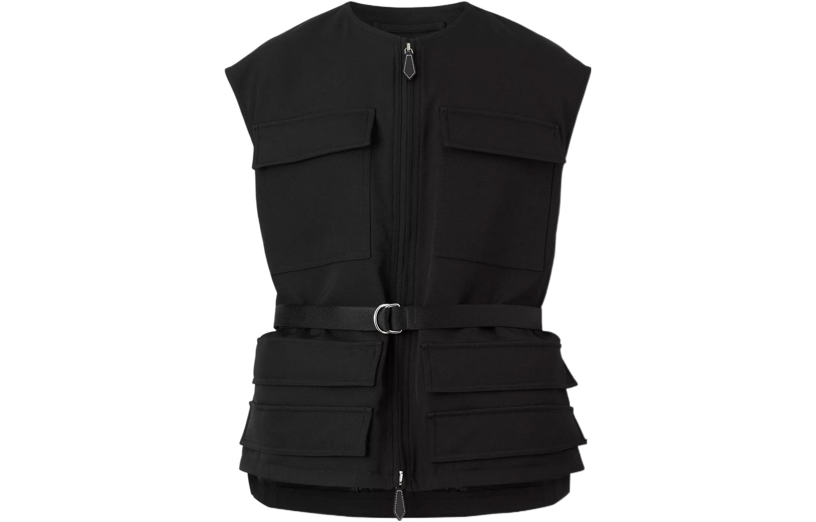Burberry SS22  Black Multi-Pocket Textured Drawstring Vest. 80518571