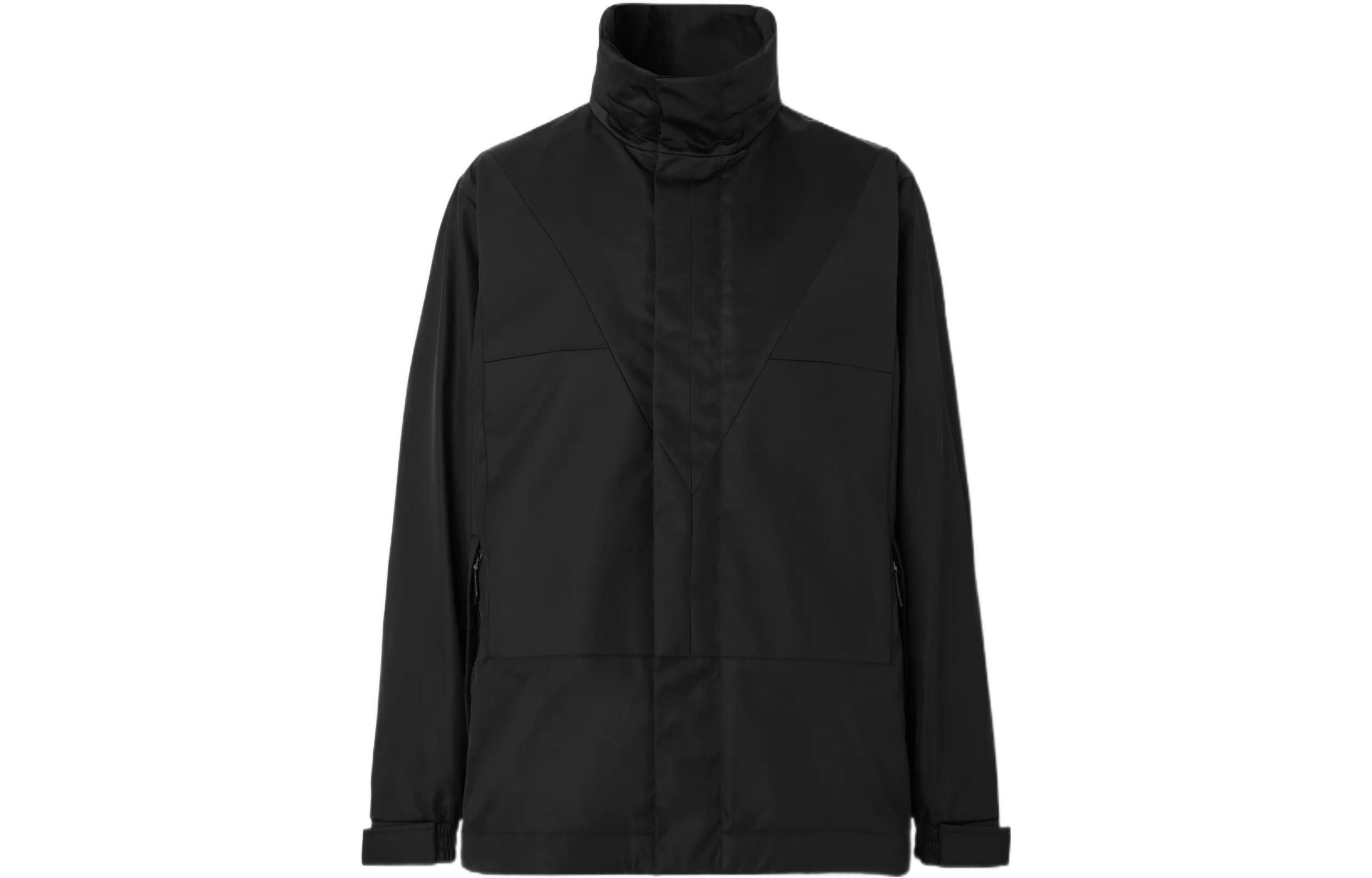 Burberry SS22  Black Nylon Geometric Panel Hooded Jacket. 80477701