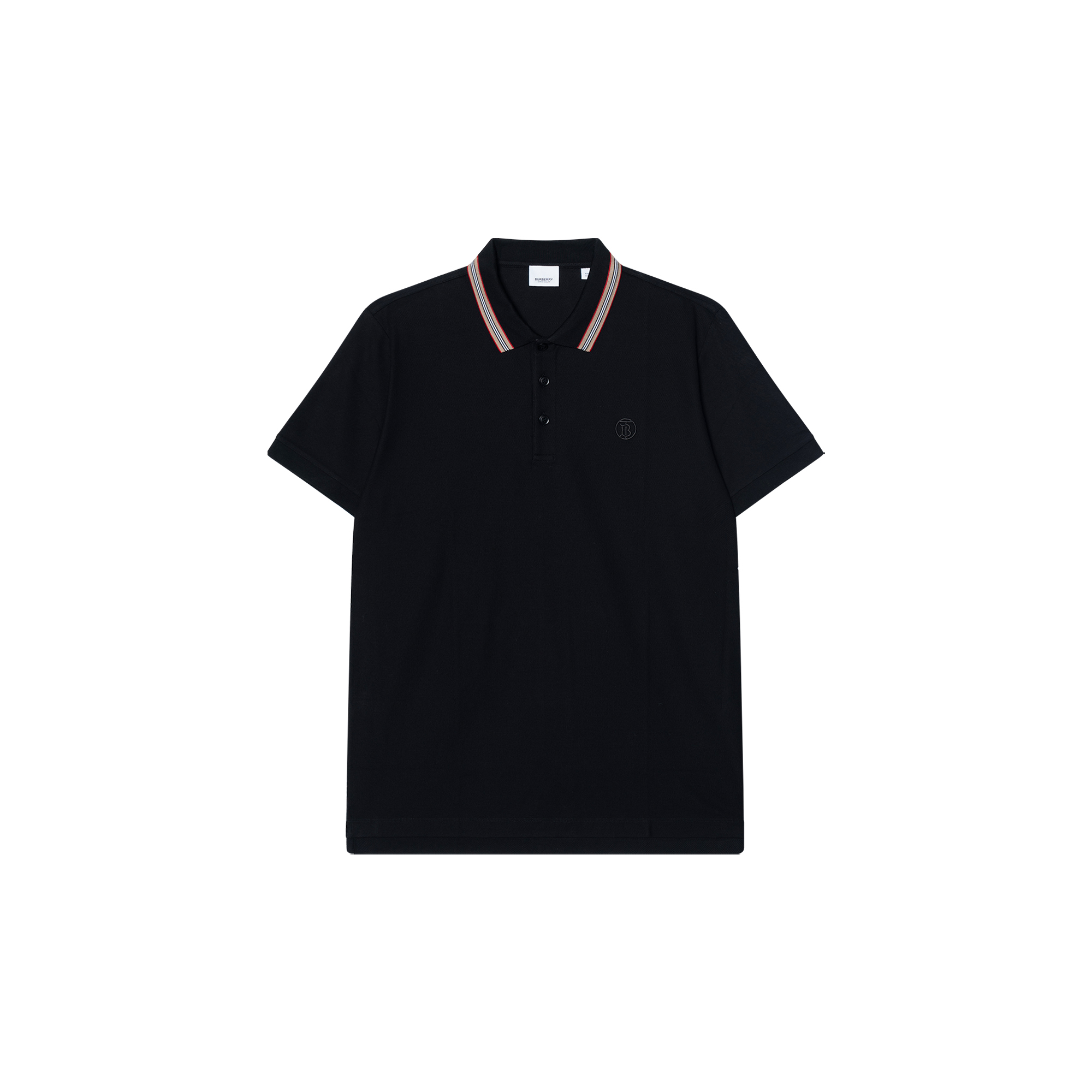 Burberry SS22  Black Polo Shirt with Contrast Stripe Trim. 80537731