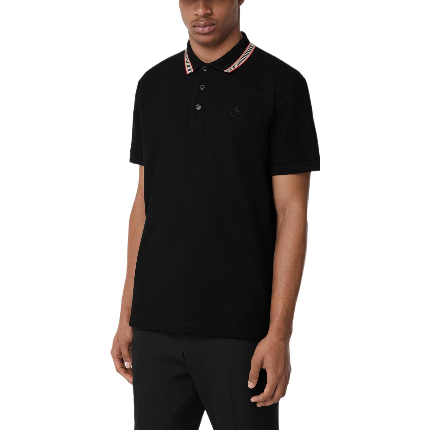 Cheap Burberry SS22 Kaos Polo Hitam dengan Trim Garis Kontras. 80537731