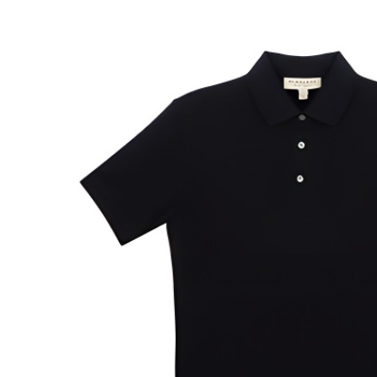 Shop Burberry SS22 Baju Polo Hitam dengan Logo Knight Sulam. 80362731