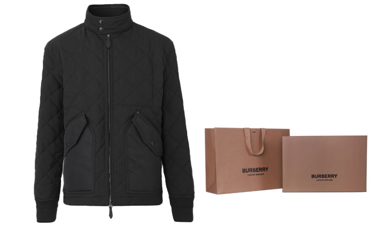 Details for Burberry SS22  Black Quilted Stand Collar Jacket. 80479341