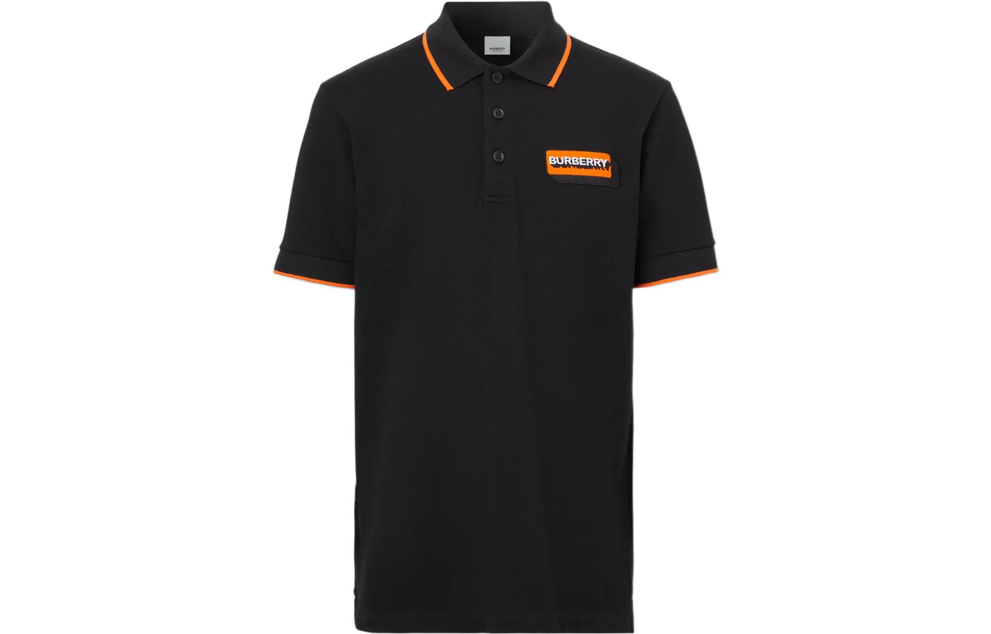 Burberry SS22  Black Short Sleeve Polo Shirt with Logo Patch & Contrast Trim 80572801 圖 2