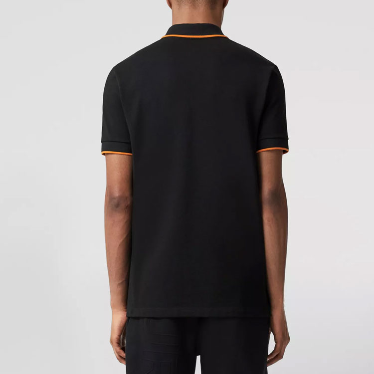 Burberry SS22  Black Short Sleeve Polo Shirt with Logo Patch & Contrast Trim 80572801 圖 4