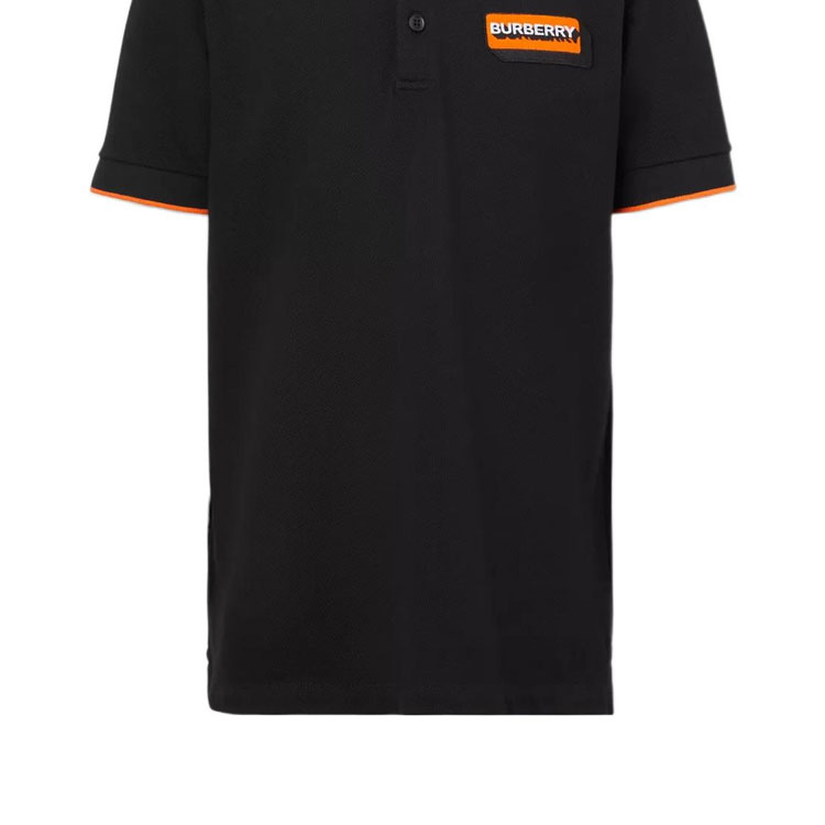 Burberry SS22  Black Short Sleeve Polo Shirt with Logo Patch & Contrast Trim 80572801 圖 7