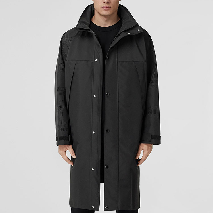 Burberry SS22  Black Solid Color Hooded Loose Fit High Collar Coat. 80510241 圖 4