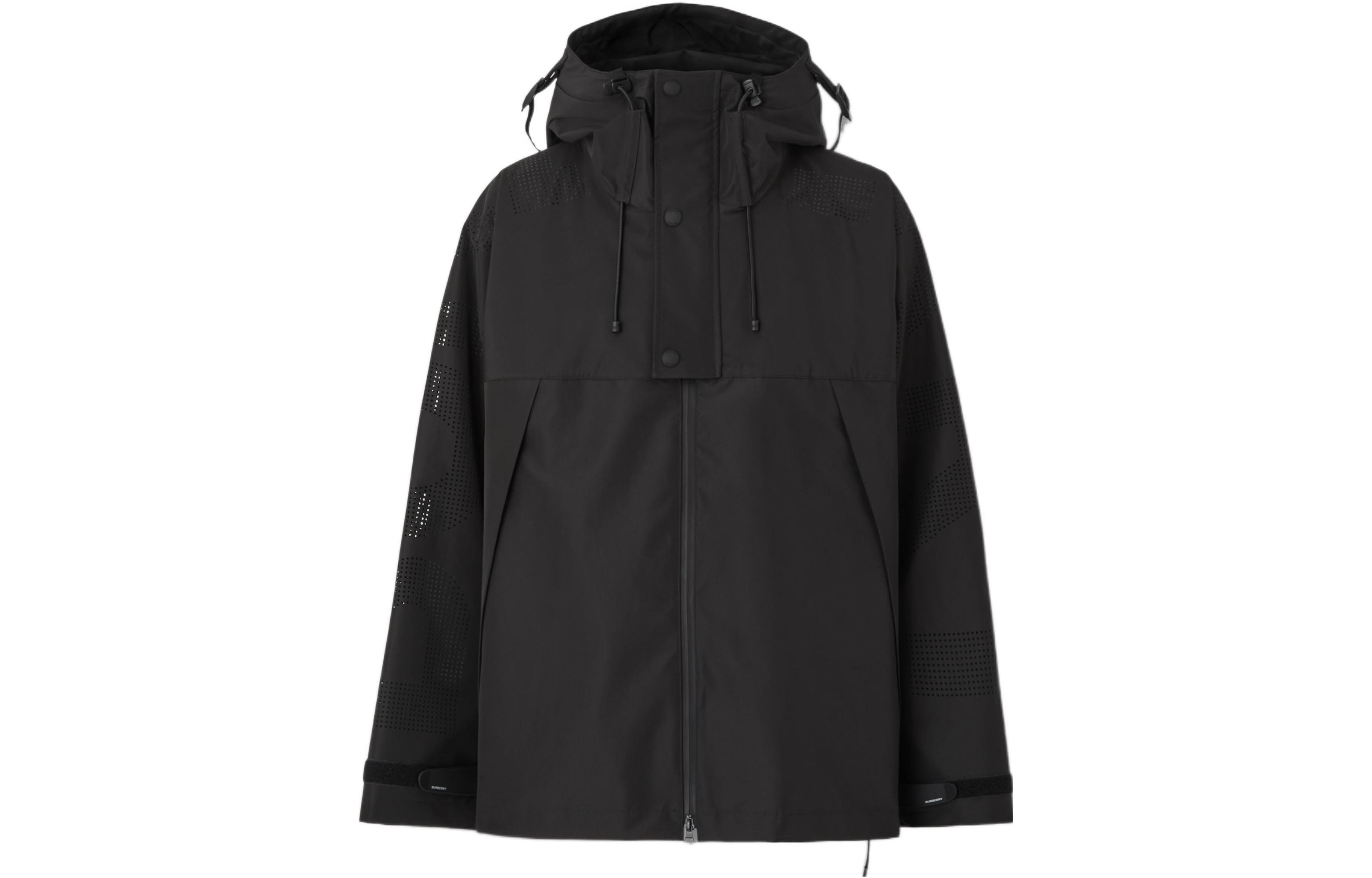 Burberry SS22  Black Solid Color Logo Zip-Up Hoodie Jacket. 80512331