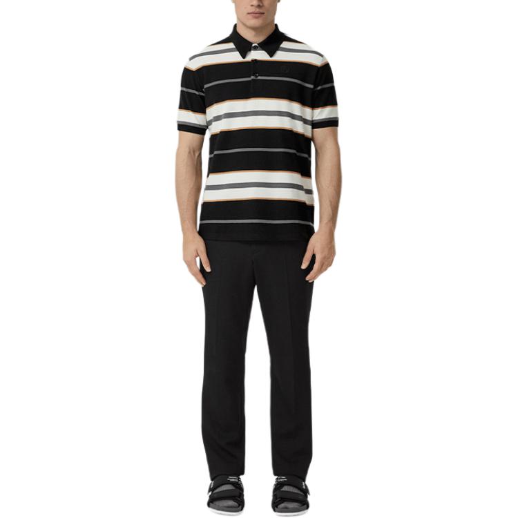 Burberry SS22  Black Striped Trim Colorblock Long Sleeve Polo Shirt. 80480231 圖 3