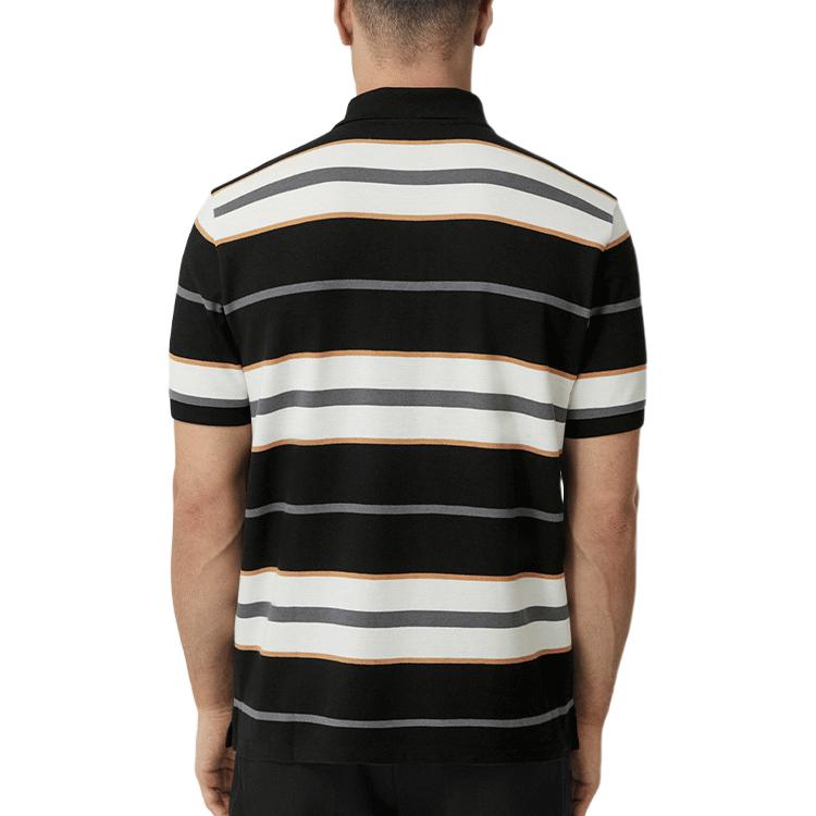 Burberry SS22  Black Striped Trim Colorblock Long Sleeve Polo Shirt. 80480231 圖 4