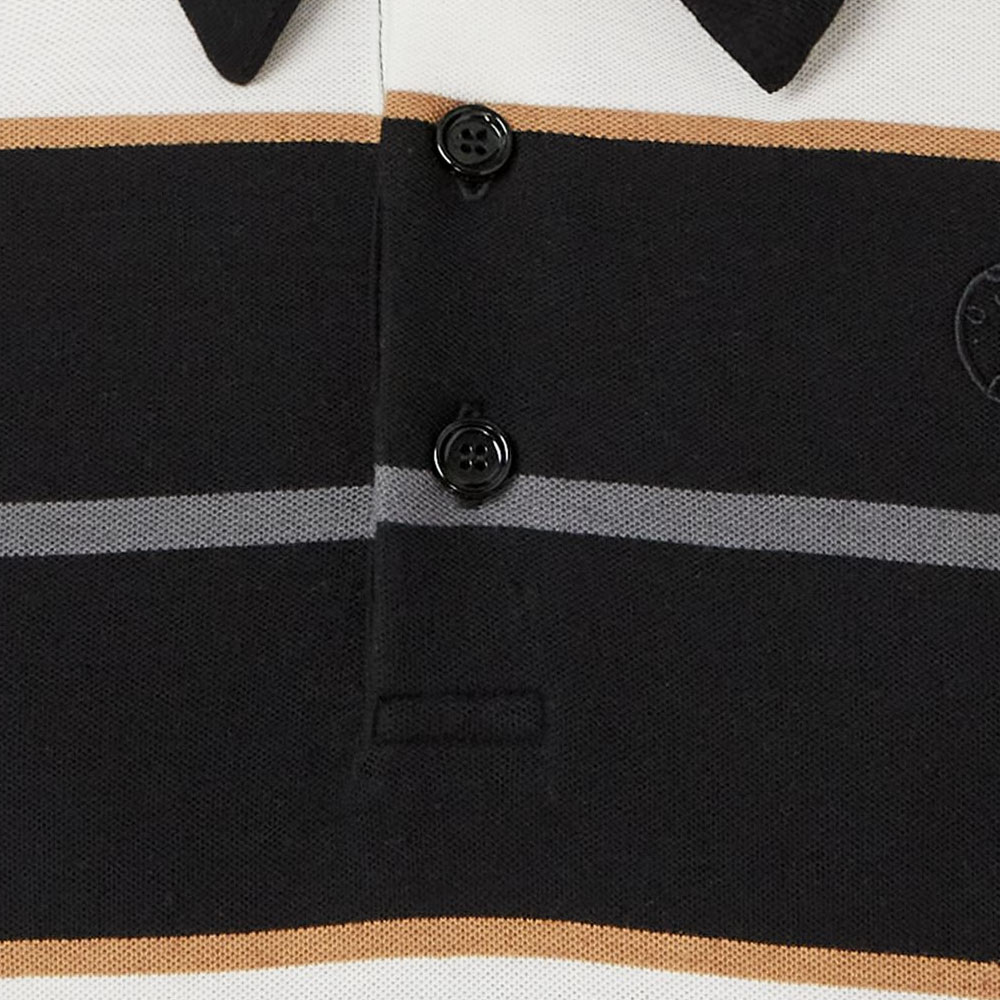 Burberry SS22  Black Striped Trim Colorblock Long Sleeve Polo Shirt. 80480231 圖 6