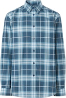 Burberry SS22 Blue Check Print Button-Up Long-Sleeve Shirt 80503601 Burberry SS22 Blue Check Print Button-Up Long-Sleeve Shirt 80503601