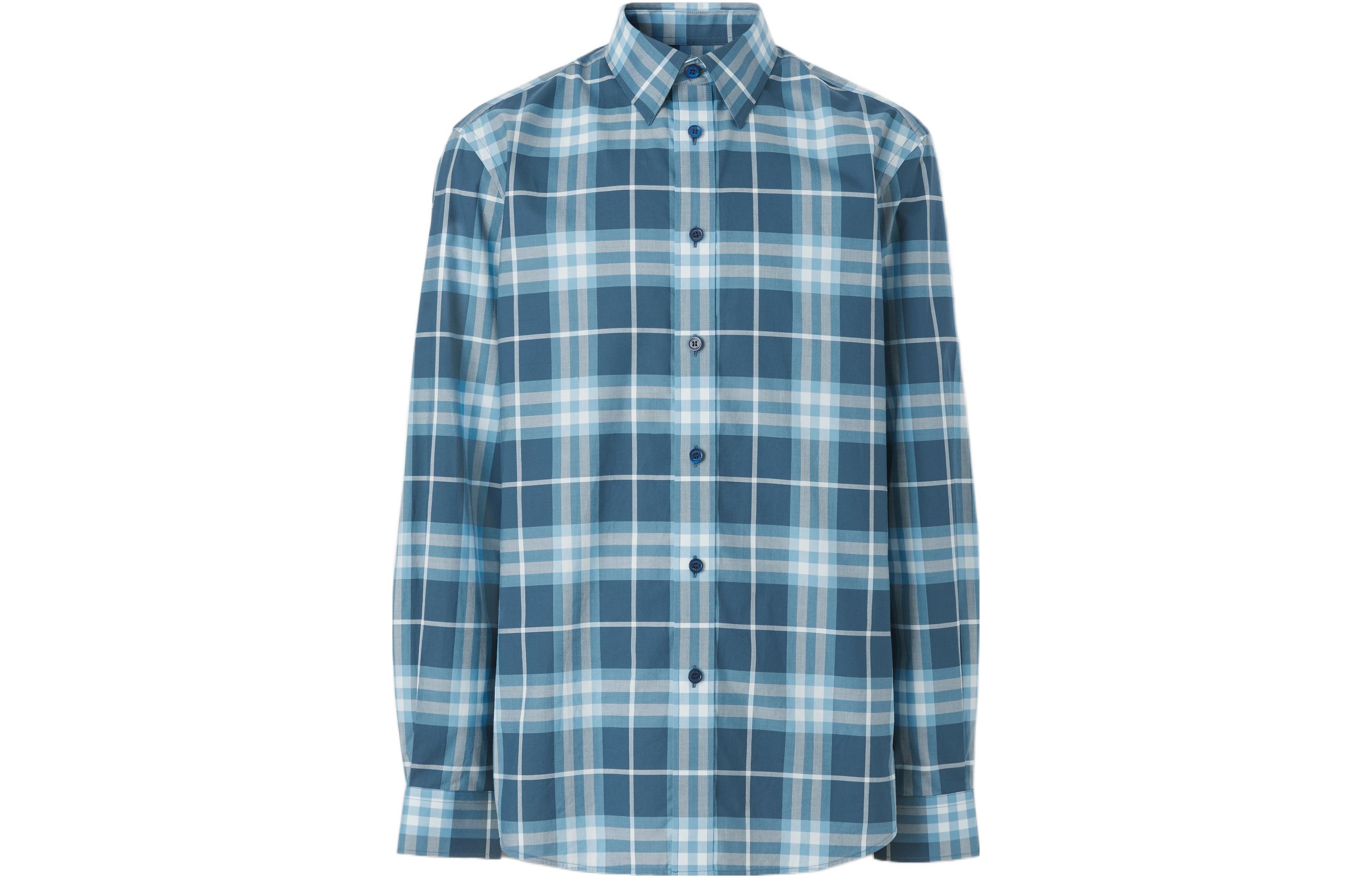 Order Burberry SS22 藍格紋長袖襯衫 80503601