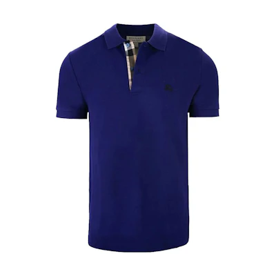 Burberry SS22 Blue Solid Logo Print Short Sleeve Polo Shirt 80362571