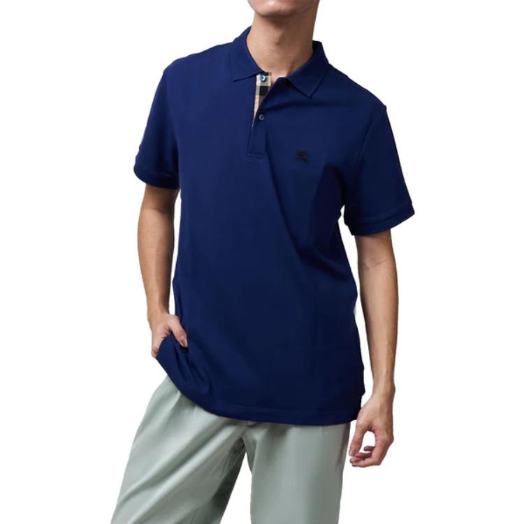 Lookbook Burberry SS22  Blue Solid Logo Print Short Sleeve Polo Shirt 80362571