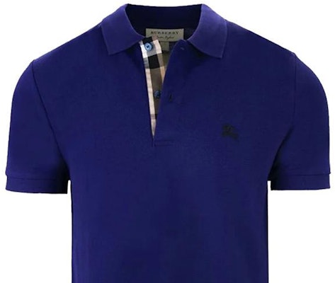 Burberry SS22 Blue Solid Logo Print Short Sleeve Polo Shirt 80362571 Details for Burberry SS22 Blue Solid Logo Print Short Sleeve Polo Shirt 80362571