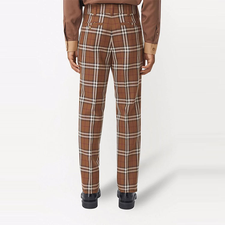 Purchase 버버리 SS22 브라운 체크 스트레이트핏 캐주얼 팬츠 80482081