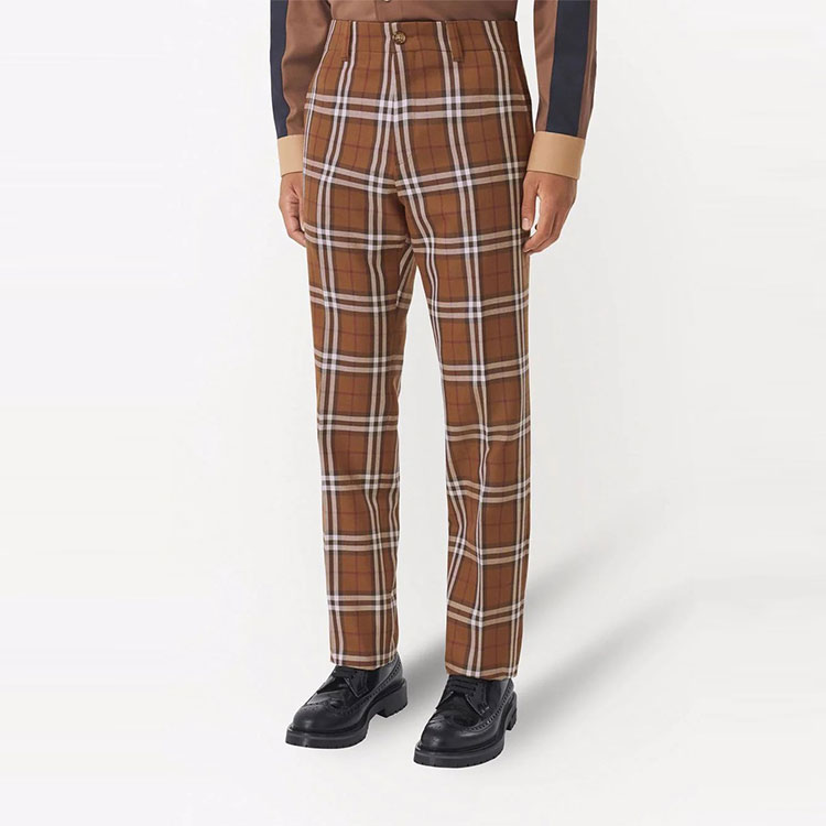 Details for 버버리 SS22 브라운 체크 스트레이트핏 캐주얼 팬츠 80482081