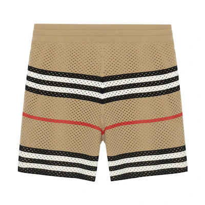 Burberry SS22 Brown Colorblock Striped Straight-Leg Casual Shorts. 80502701