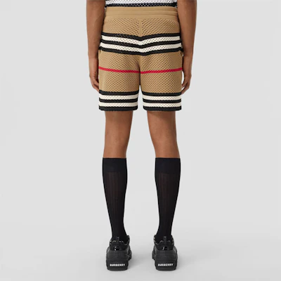 博柏利 SS22 棕色拼接条纹直筒休闲短裤. 80502701 Purchase 博柏利 SS22 棕色拼接条纹直筒休闲短裤. 80502701