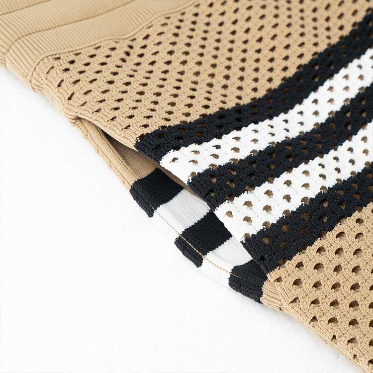 Cheap 博柏利 SS22 棕色拼接条纹直筒休闲短裤. 80502701