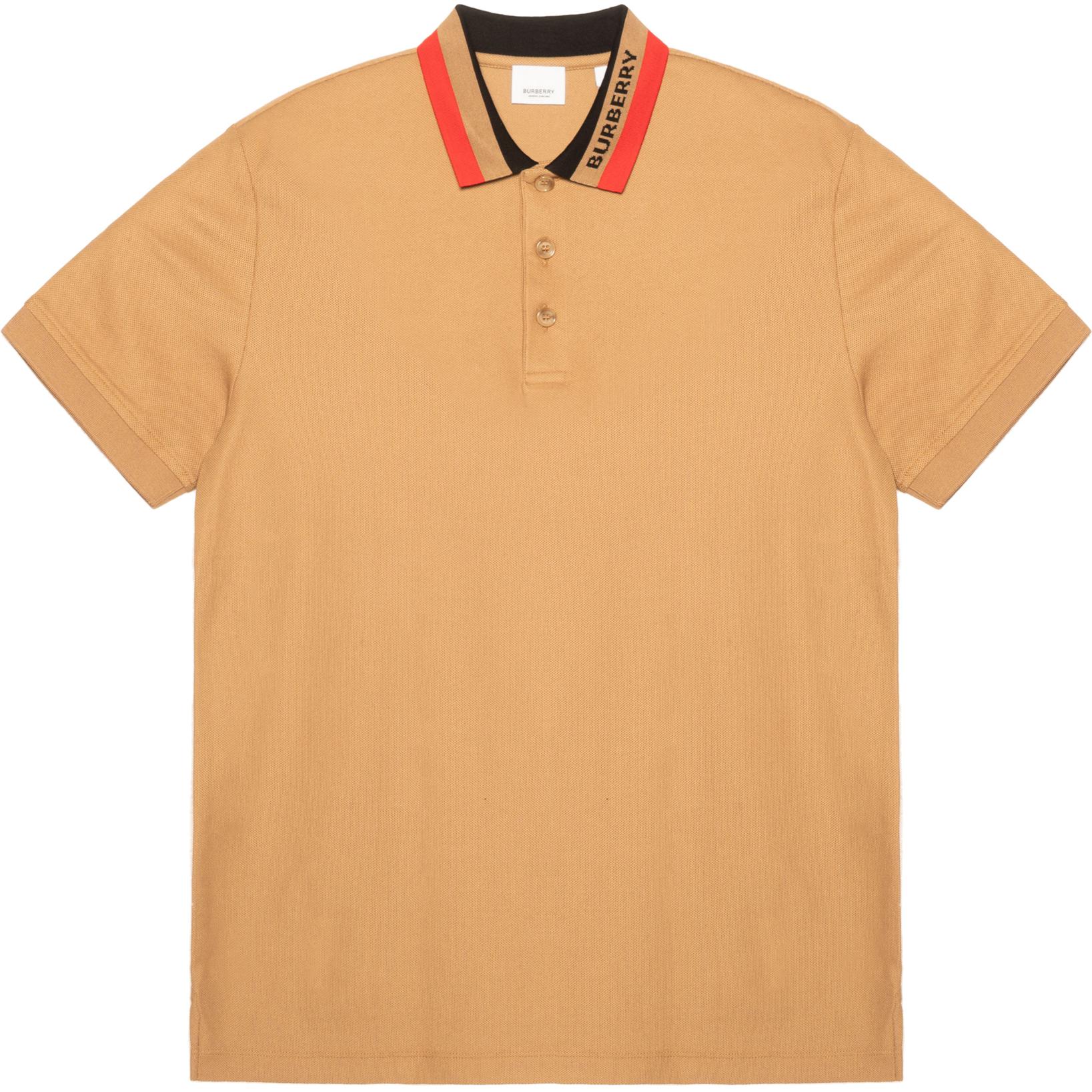 Burberry SS22  Camel Logo Embellished Straight Polo Shirt. 80512361