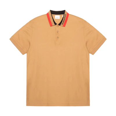 Burberry SS22 Camel Logo Embellished Straight Polo Shirt. 80512361