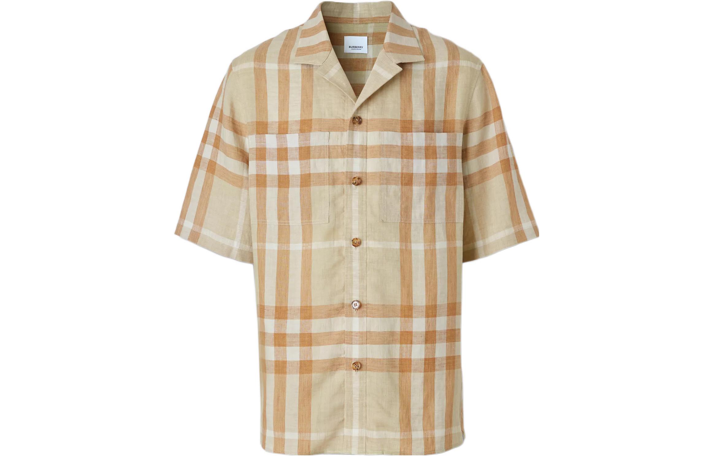 Burberry SS22  Check Linen Short Sleeve Shirt Soft Yellow Beige. 80503431 圖 2