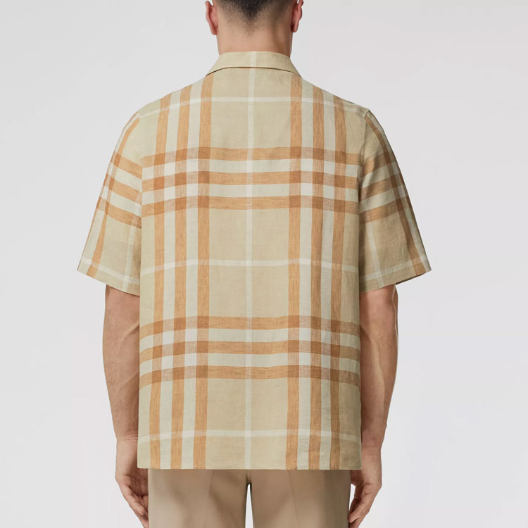 Burberry SS22  Check Linen Short Sleeve Shirt Soft Yellow Beige. 80503431 圖 6