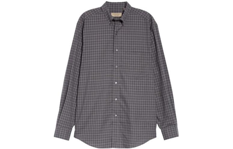 Lookbook Camisa Burberry SS22 Manga Larga Gris Oscuro con Bolsillo y Contraste Check 80040271