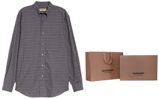 Camisa Burberry SS22 Manga Larga Gris Oscuro con Bolsillo y Contraste Check 80040271 Details for Camisa Burberry SS22 Manga Larga Gris Oscuro con Bolsillo y Contraste Check 80040271