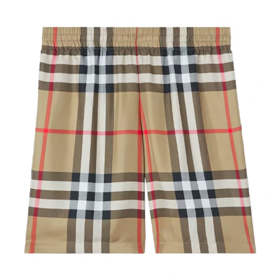 Burberry SS22 Check Silk Knee-Length Shorts in Archive Beige. 80512811