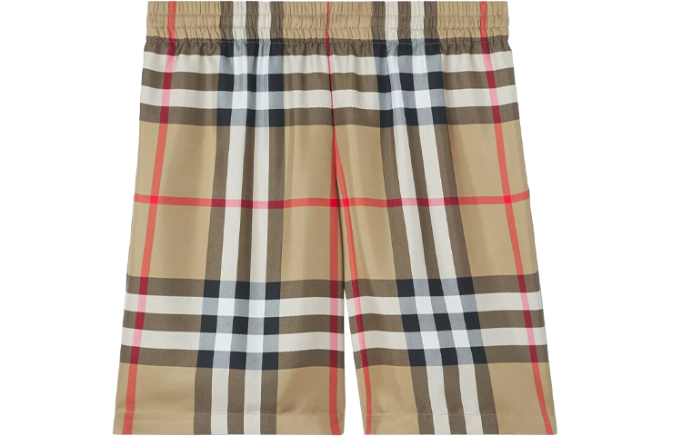 Order Burberry SS22 經典格紋真絲中長褲 - 復刻米色 80512811