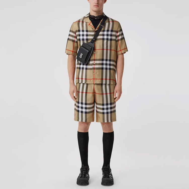 Lookbook Burberry SS22 經典格紋真絲中長褲 - 復刻米色 80512811