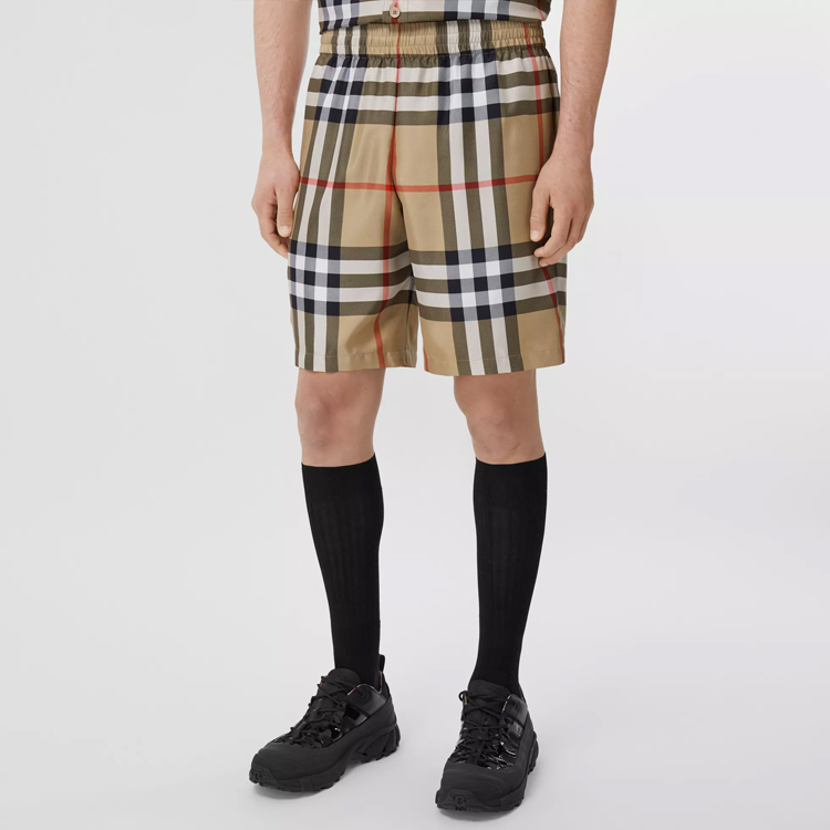 Purchase Burberry SS22 經典格紋真絲中長褲 - 復刻米色 80512811